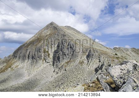 Mount Momin yard over Lake Tevno in Pirin Bulgaria in suuny day