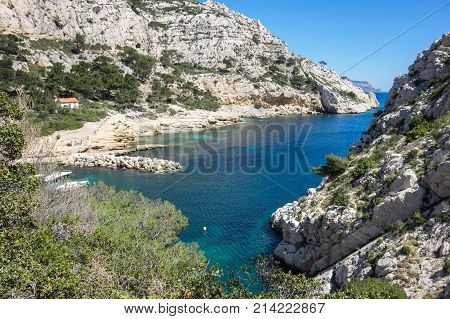 The Calanque de Morgiou one of the biggest calanques located between Marseille and Cassis France