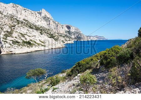 The Calanque de Morgiou one of the biggest calanques located between Marseille and Cassis France