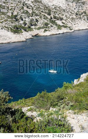 The Calanque de Morgiou one of the biggest calanques located between Marseille and Cassis France