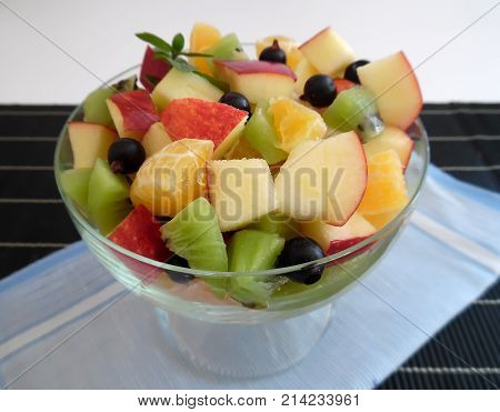 Fruit Salad On A Dark Background