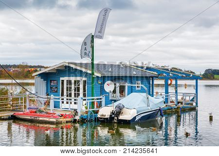 View At The City Harbor Of Wolgast, Germany