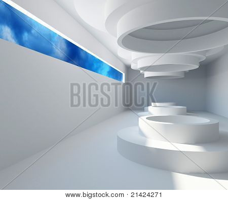 Interni futuristici con stretta finestra