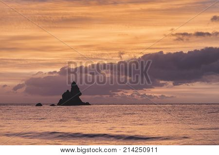 Beautiful Sunrise Landsdcape Of Idyllic Broadhaven Bay Beach On Pembrokeshire Coast In Wales