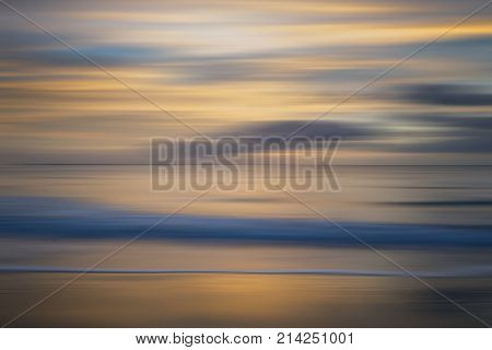 Beautiful Long Exposure Blur Sunrise Landsdcape Of Idyllic Broadhaven Bay Beach On Pembrokeshire Coa