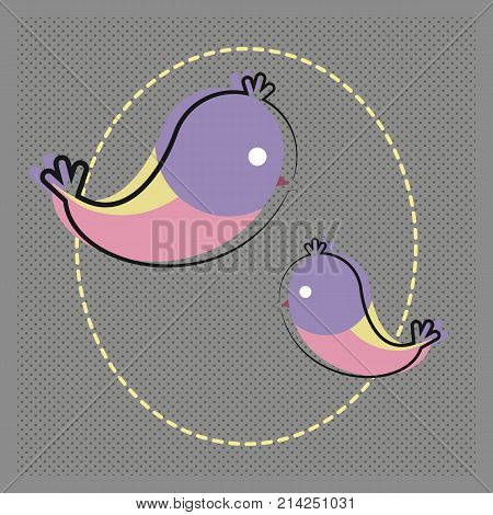 Vector illustration with flat birds on a dark background.
