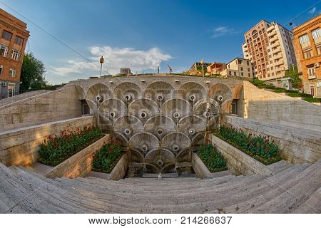 Cascade Staircase on a Hill in Erevan, the capital of Armenia