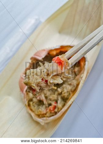 Fresh grilled Kanimiso crab meat Japanese style