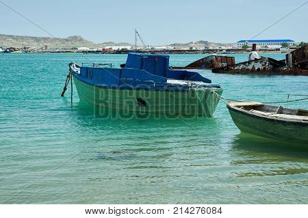 On the shore of the Caspian Sea. Caspian Sea in Kazakhstan.
The Caspian Sea is the largest enclosed inland body of water on Earth by area, variously classed as the world's largest lake or a full-fledged sea.