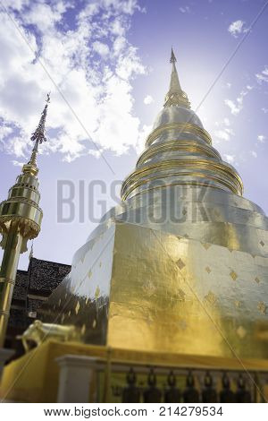 Wat Phra Singh Temple Chiang Mai Thailand stock photo