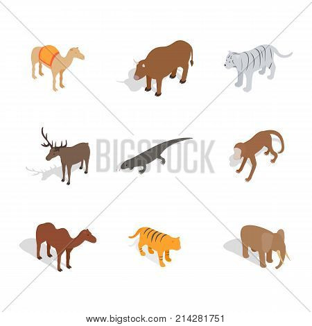 Animals icon set. Isometric set of animals vector icons for web design isolated on white background