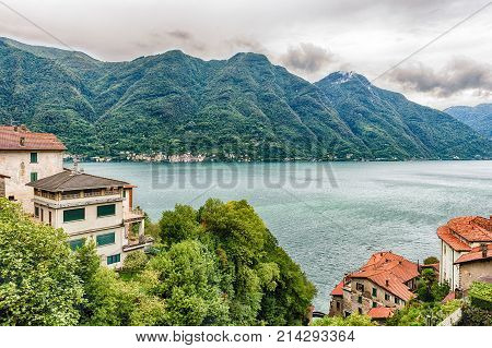 Scenic Landscape Over The Lake Como From Bellano Town, Italy