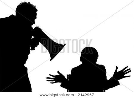 Silhouette With Clipping Path Of Man Yelling At Woman