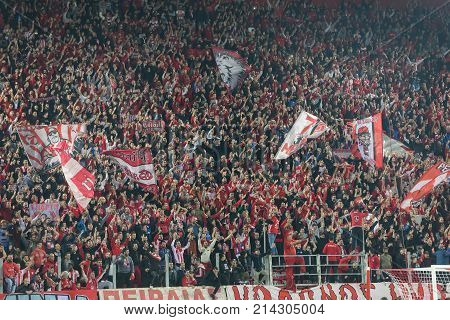 Uefa Champions League Game Between Olympiacos Vs Fc Barcelona