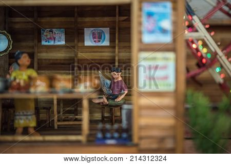 Asian Clay Doll With Ancient Lifestyle Model