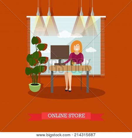 Online store concept vector illustration. Internet shopping or e-commerce design element in flat style.