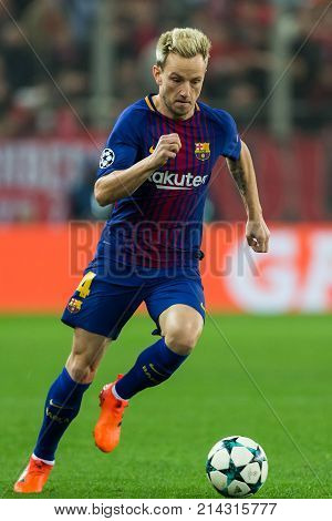 Uefa Champions League Game Between Olympiacos Vs Fc Barcelona