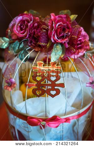 Hantaran, seserahan, gift proposal package for engagement married with double happiness shuang xi