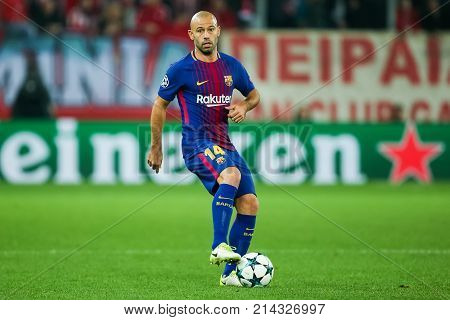 Uefa Champions League Game Between Olympiacos Vs Fc Barcelona