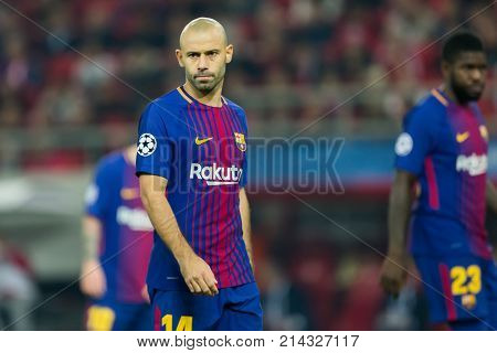 Uefa Champions League Game Between Olympiacos Vs Fc Barcelona