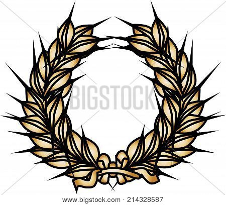 A grown of thorns and wreath over a white background