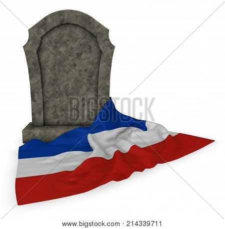 gravestone and flag of schleswig-holstein - 3d rendering