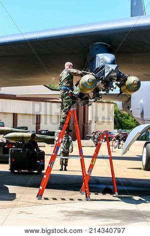 Loading Bombs On B-52 Bomber