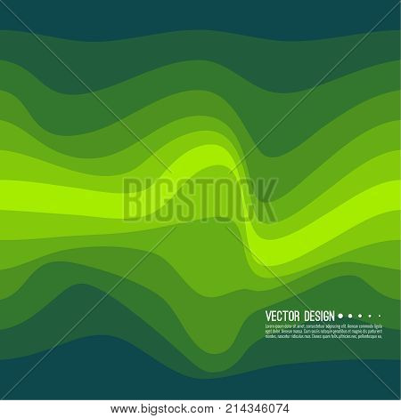 Distorted wave colorful texture. Abstract dynamical rippled surface. Vector stripe deformation background. Transition and gradation of color.