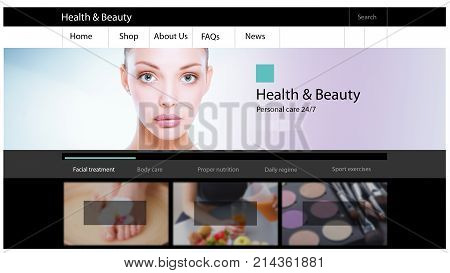 Design for beauty web site, beautiful girl photo. template site.