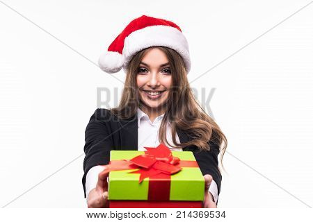 Business Woman With Folder Isolated On White Background