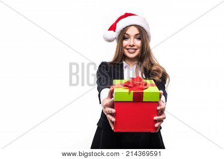 Business Woman With Folder Isolated On White Background