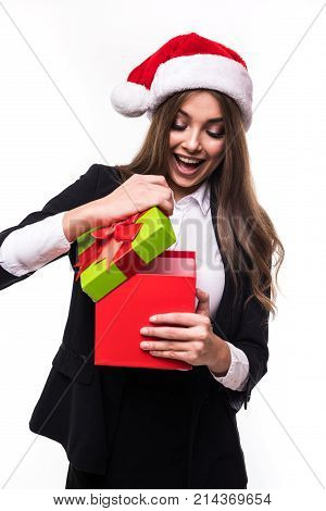 Business Woman With Folder Isolated On White Background