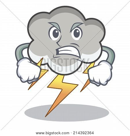 Angry thunder cloud character cartoon vector illustration