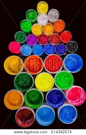 Top View Of Plastisol Ink In White Plastic Cans