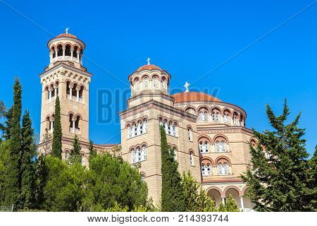 Saint Nektarios Church On Aegina Island, Greece