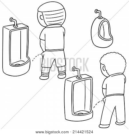 vector set of man peeing hand drawn cartoon