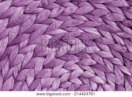 Violet Color Round Straw Mat Texture.