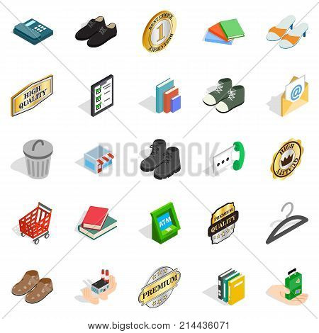 Puff icons set. Isometric set of 25 puff vector icons for web isolated on white background