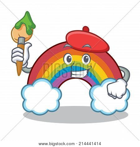 Artist colorful rainbow character cartoon vector illustration