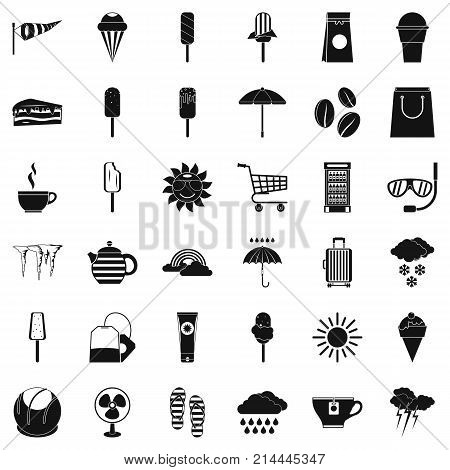 Teabag icons set. Simple style of 36 teabag vector icons for web isolated on white background