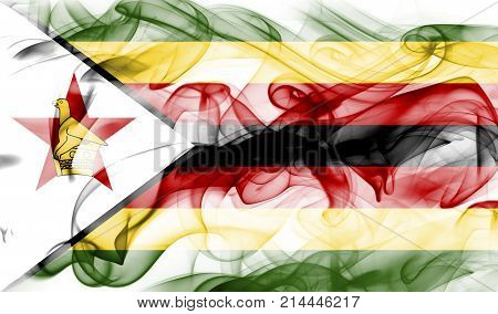 Zimbabwe smoke flag isolated on a white background