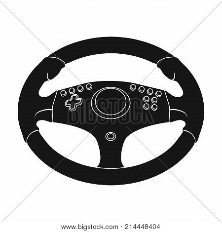 Game steering wheel single icon in black style for design.Car maintenance station vector symbol stock  illustration.