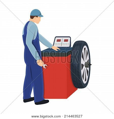 Wheel balancer single icon in cartoon style for design.Car maintenance station vector symbol stock illustration .