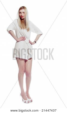 Sexy woman in medical white uniform