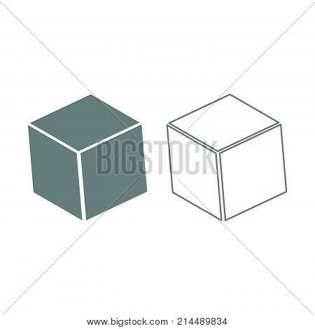 Cube Icon. Grey Set .
