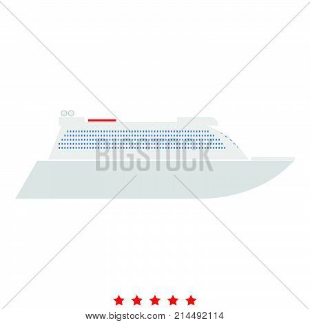Transatlantic Cruise Liner Icon .  Flat Style