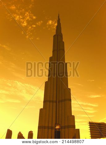 Dubai United Arab Emirates April 4 2014. The Burj Khalifa. This Skyscraper Is The Highest Artificial