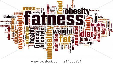 Fatness word cloud concept. Vector illustration on white