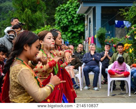 Folk Dance During Tihar Festival In Nepal
