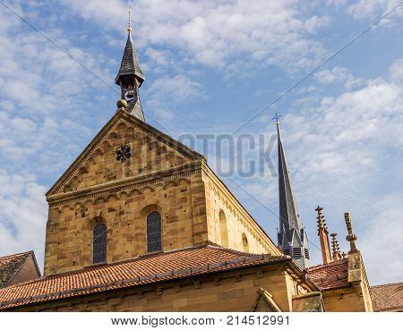 Maulbronn, Germany - oktober 19, 2017 Monastery Maulbronn from outside at a partly cloudy day